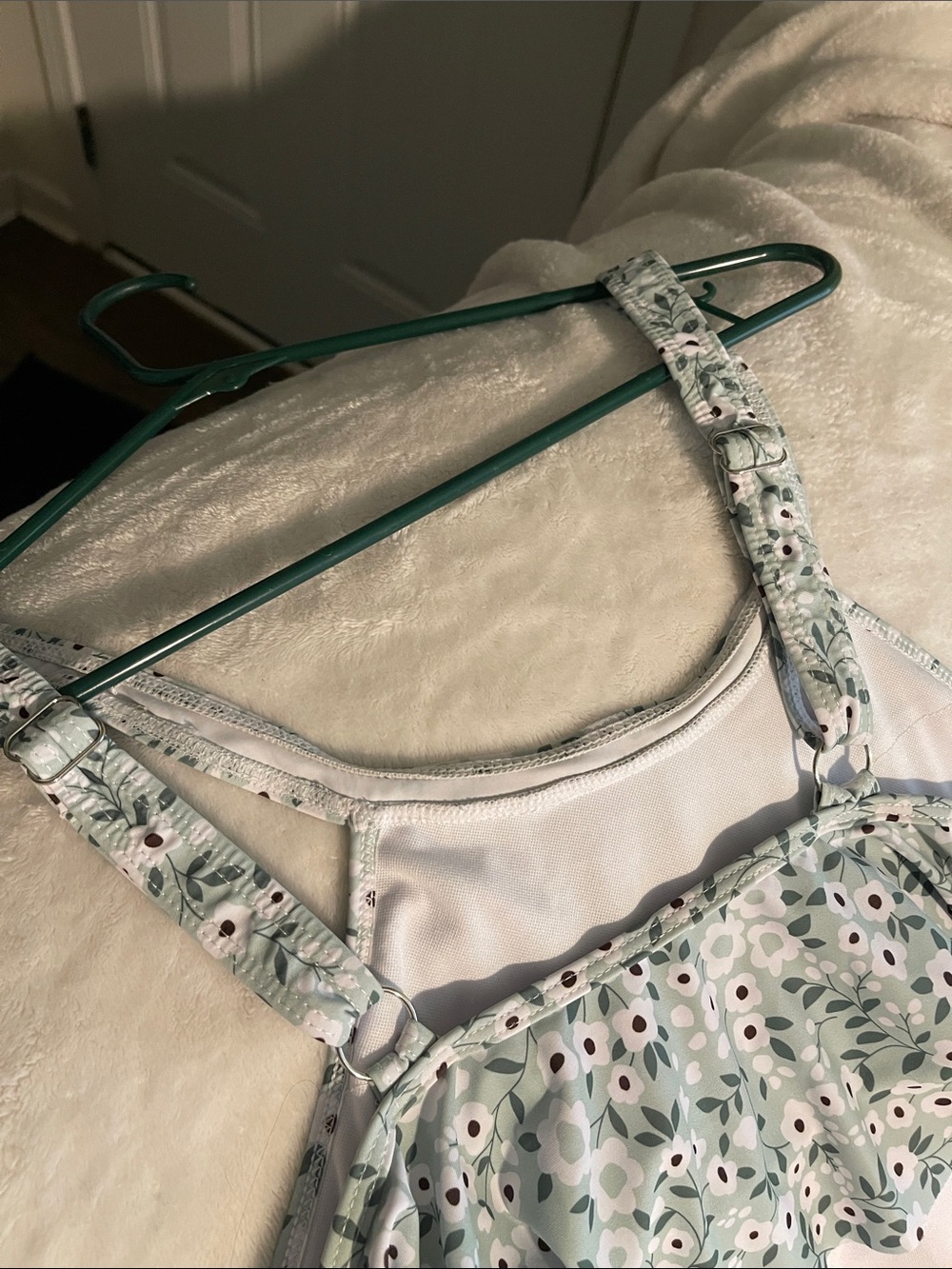 Floral Ruffle Tank Top - Light Mint Green 2 piece swimsuit